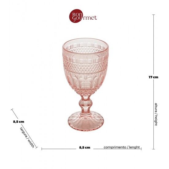 Jogo 6 Taças 345ml Brand Rosa Cristal Ecológico